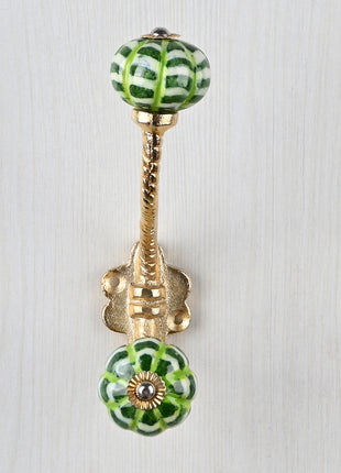 Green Melon Shaped Knob With Metal Wall Hanger