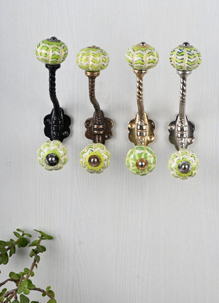 Green And White Knob With Metal Wall Hanger