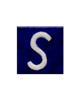 White S alphabet blue tile (2x2)