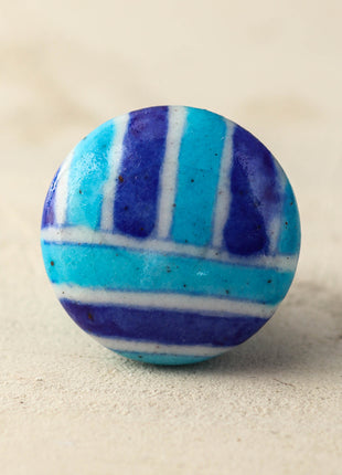 Handmade Turquoise And Blue Stripes Kitchen Cabinet Knob