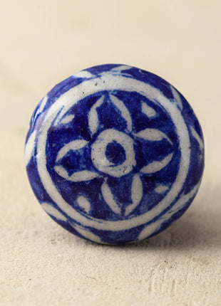 Well Designed Handmade White And Blue Ceramic Drawer Knob