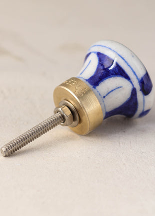 Zigzag White And Blue Ceramic Blue Pottery Drawer Knob