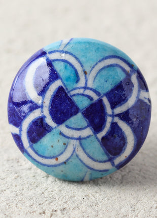 Stylish Blue And Turquoise Ceramic Blue Pottery Drawer knob