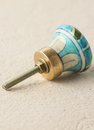 Turquoise, Green, White and Blue Plaid Cabinet Knob