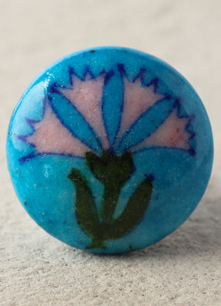Well Designed Turquoise Dresser Cabinet Knob With Pink Flower