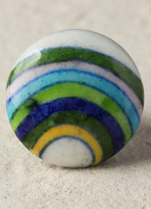 Elegant Multicolor Rainbow Ceramic Blue Pottery Door Knob