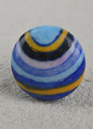 Antique Multicolor Rainbow Ceramic Blue Pottery Drawer Knob