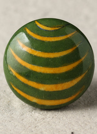 Green And Yellow Designer Ceramic Blue Pottery Drawer Knob