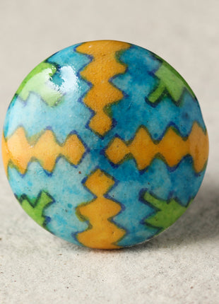 Yellow, Turquoise and Lime Green Hand Painted Cabinet knob
