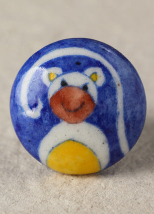 Blue Ceramic Door Knob With Beautifully Crafted Monkey Design