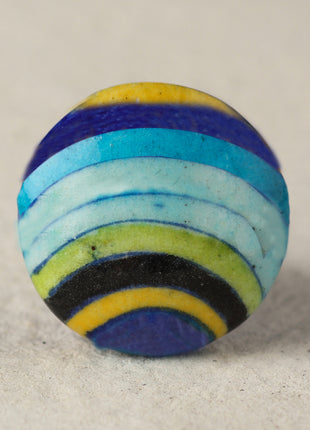 Well-Designed Multicolor Rainbow Ceramic Blue Pottery Door Knob