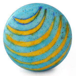 Vintage Yellow And Turquoise Spiral Ceramic Blue Pottery Door Knob