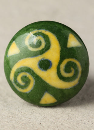 Antique Green And Yellow Designer Ceramic Blue Pottery Drawer Knob