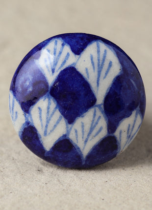 White And Blue Checkerboard Ceramic Blue Pottery Door Knob