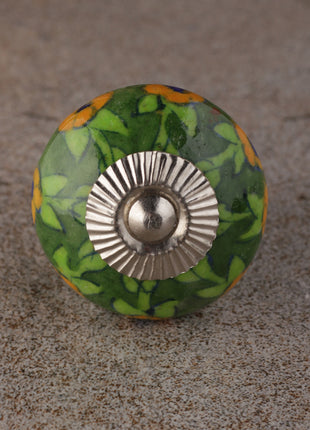 Drawer Beaded Knobs with Green Color Floral Print