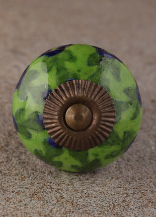 Blue Flower and Green Leaf with Lime Green Base Knob
