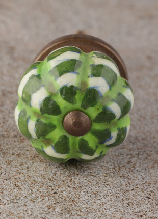 Green Ceramic Kitchen Cabinet Melon Shaped Knob