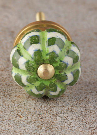 Green Ceramic Kitchen Cabinet Melon Shaped Knob