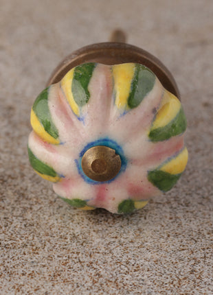 Vintage Pink Wardrobe Cabinet Knob With Yellow And Green Leaves