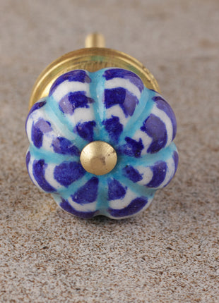 Blue Base With White And Turquoise Linings Drawer Cabinet Knob