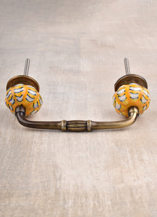 Yellow And White Ceramic Melon Shaped Dresser Cabinet Pull