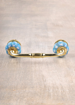 Turquoise Base Ceramic Drawer Cabinet Pull With White Print