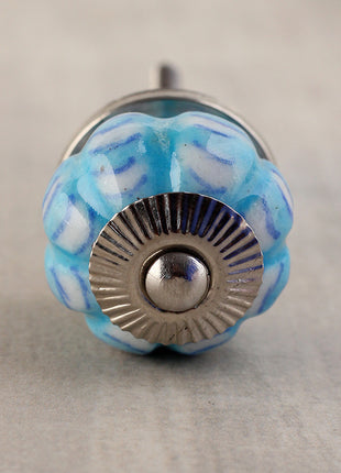 Flower Shaped Turquoise And White Textured Dresser Cabinet Knob
