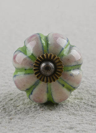 Green and Pink Ceramic Knob