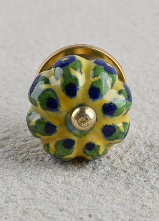 Yellow Base and Blue Flower Knob