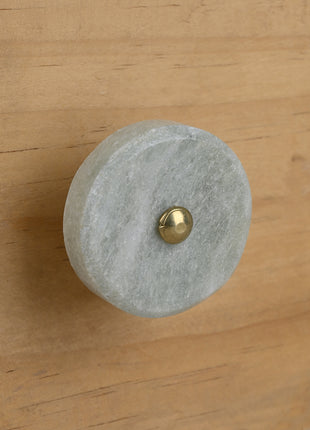 Round Marbled Light Grey Texture Stone Cupboard Drawer Knob