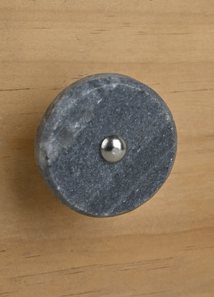 Round Marbled Dark Grey Color Stone Cupboard Drawer Knob