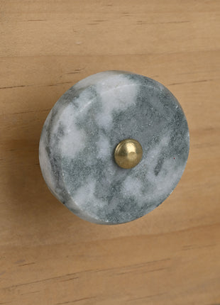 Round Marbled Grey and White Color Stone Cupboard Drawer Knob