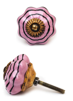 Pink And Black Flower Shaped Spiral Cabinet Drawer Knob