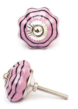 Pink And Black Flower Shaped Spiral Cabinet Drawer Knob