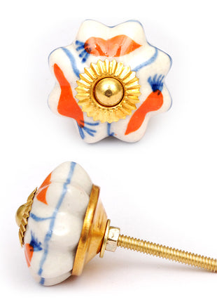 Flower Shaped White Dresser Cabinet Knob With Carrot Design
