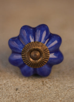 Solid Blue Flower Shape Ceramic Dresser Cabinet Knob