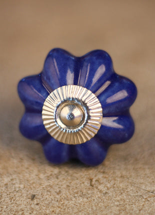 Solid Blue Flower Shape Ceramic Dresser Cabinet Knob
