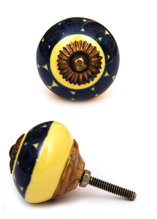 Stylish Blue And Yellow Ceramic Drawer Knob
