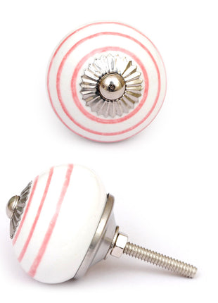 White And Pink Spiral Hand Painted Cabinet Knob