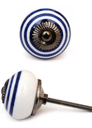 Spiral Blue And White Ceramic Door Knob