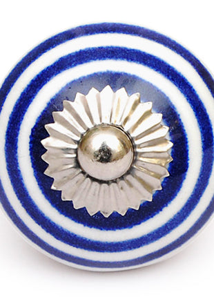 Spiral Blue And White Ceramic Door Knob