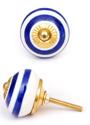 Spiral White And Blue Royal Ceramic Door Knob