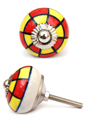 Well Designed Yellow And Red Kitchen Cabinet Knob
