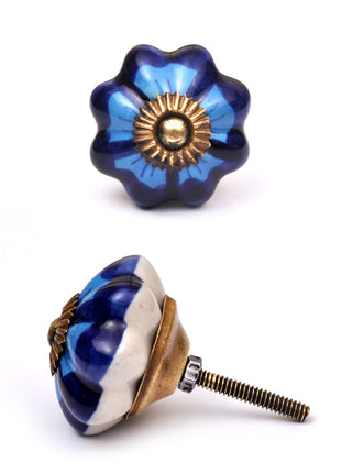 Elegant Blue Flower Ceramic Cabinet Drawer Knob