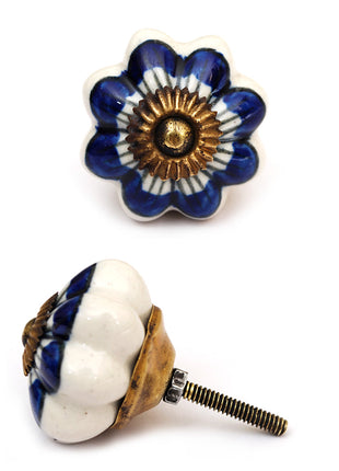 Spiral Blue And White Flower Shaped Dresser Cabinet Knob