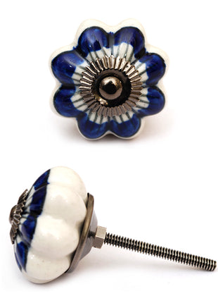 Spiral Blue And White Flower Shaped Dresser Cabinet Knob