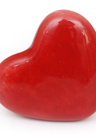 Solid Red Heart Hand Painted Ceramic knob