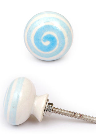 Turquoise Spiral Ceramic Dresser Cabinet Knob