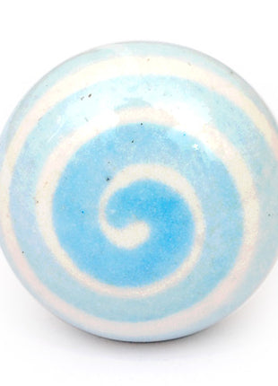 Turquoise Spiral Ceramic Dresser Cabinet Knob