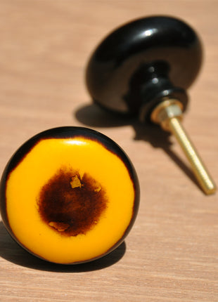 Stylish Yellow And Brown Resin Drawer Cabinet Knob